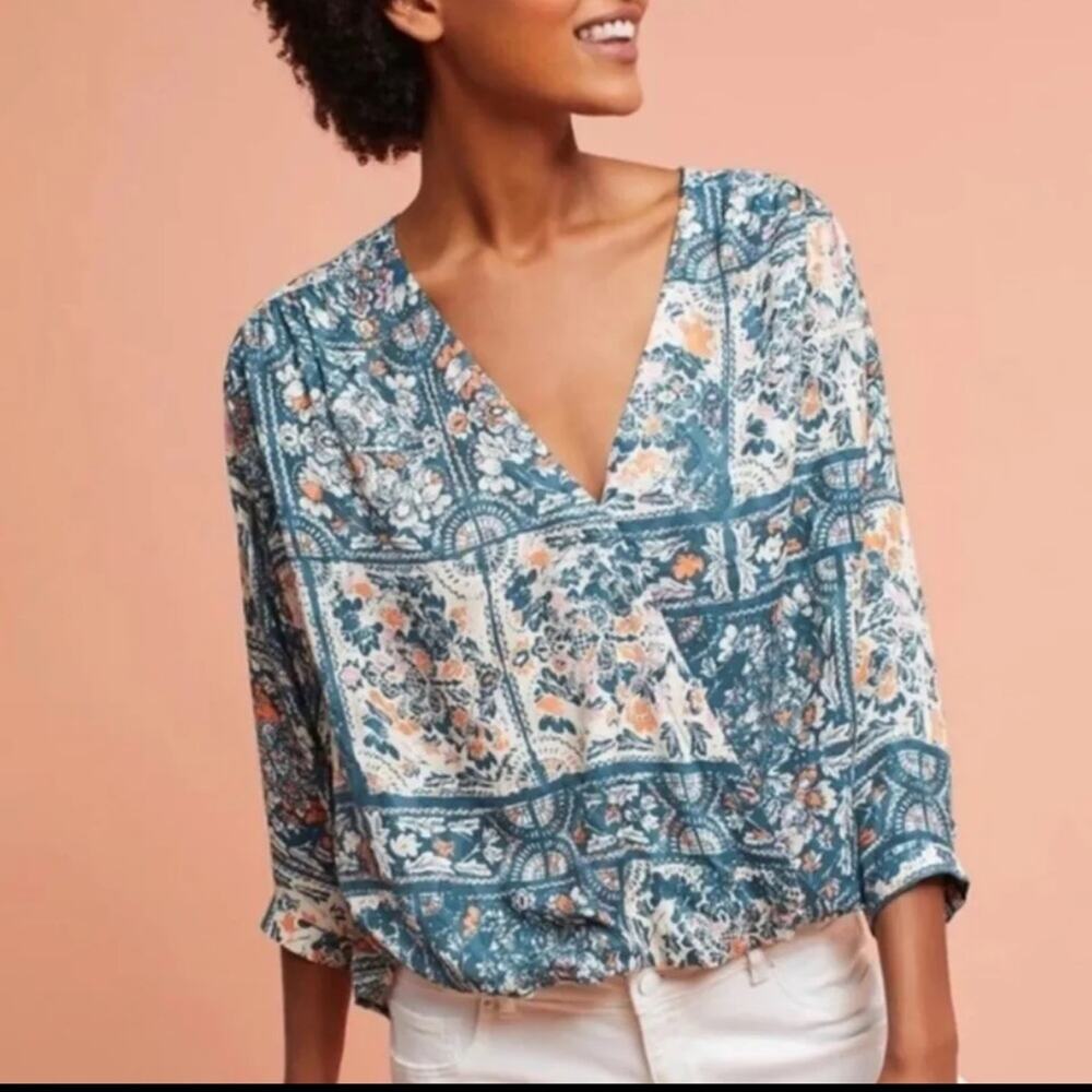 Anthropologie | Maeve Gianna Printed Wrap Blouse Size M